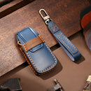 Hallmo Car Cowhide Leather Key Protective Cover Key Case for Audi A6L / A8L / A4 / A7 / A5 A Style (Blue)