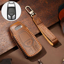 Hallmo Car Cowhide Leather Key Protective Cover Key Case for Audi A6L / A8L / A4 / A7 / A5 A Style (Brown)