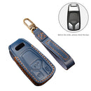 Hallmo Car Cowhide Leather Key Protective Cover Key Case for Audi A6L / A8L / A4 / A7 / A5 A Style (Blue)