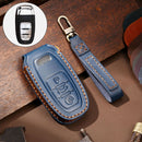 Hallmo Car Cowhide Leather Key Protective Cover Key Case for Audi A6L / A8L / A4 / A7 / A5 B Style (Blue)