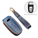 Hallmo Car Cowhide Leather Key Protective Cover Key Case for Audi A6L / A8L / A4 / A7 / A5 B Style (Blue)