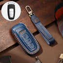 Hallmo Car Cowhide Leather Key Protective Cover Key Case for Audi A6L / A8L / A4 / A7 / A5 C Style (Blue)