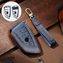 Hallmo Car Cowhide Leather Key Protective Cover Key Case for BMW Blade Style (Blue)