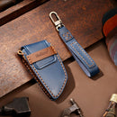 Hallmo Car Cowhide Leather Key Protective Cover Key Case for BMW Blade Style (Blue)