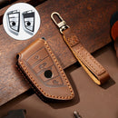 Hallmo Car Cowhide Leather Key Protective Cover Key Case for BMW Blade Style (Brown)
