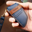 Hallmo Car Cowhide Leather Key Protective Cover Key Case for BMW Blade Style (Brown)