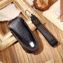 Hallmo Car Cowhide Leather Key Protective Cover Key Case for Porsche Macan 718 2021 A Style (Black)