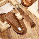 Hallmo Car Cowhide Leather Key Protective Cover Key Case for Porsche Macan 718 2021 A Style (Brown)