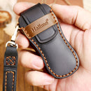 Hallmo Car Cowhide Leather Key Protective Cover Key Case for Porsche Macan 718 2021 A Style (Blue)