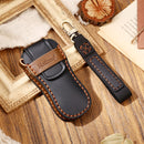 Hallmo Car Cowhide Leather Key Protective Cover Key Case for Porsche Macan 718 2021 B Style (Black)