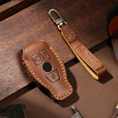 Hallmo Car Cowhide Leather Key Protective Cover Key Case for Old Mercedes-Benz E300L (Brown)