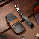Hallmo Car Cowhide Leather Key Protective Cover Key Case for New Mercedes-Benz E300L (Black)