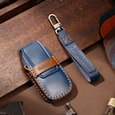Hallmo Car Cowhide Leather Key Protective Cover Key Case for New Mercedes-Benz E300L (Blue)