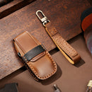Hallmo Car Cowhide Leather Key Protective Cover Key Case for New Mercedes-Benz E300L (Brown)