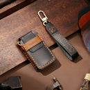 Hallmo Car Cowhide Leather Key Protective Cover Key Case for Honda 4-button (Black)