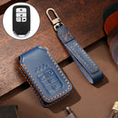 Hallmo Car Cowhide Leather Key Protective Cover Key Case for Honda 4-button (Blue)