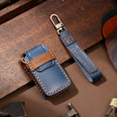 Hallmo Car Cowhide Leather Key Protective Cover Key Case for Honda 4-button (Blue)