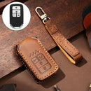 Hallmo Car Cowhide Leather Key Protective Cover Key Case for Honda 4-button (Brown)