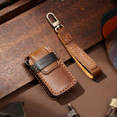 Hallmo Car Cowhide Leather Key Protective Cover Key Case for Honda 4-button (Brown)
