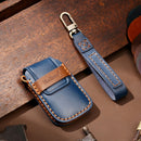 Hallmo Car Cowhide Leather Key Protective Cover Key Case for Volkswagen Lavida B Style (Blue)