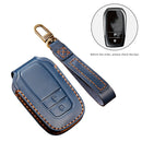 Hallmo Car Cowhide Leather Key Protective Cover Key Case for Toyota Corolla 2017 2-button(Black)