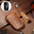 Hallmo Car Cowhide Leather Key Protective Cover Key Case for Toyota Corolla 2017 3-button (Brown)