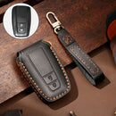 Hallmo Car Cowhide Leather Key Protective Cover Key Case for Toyota Corolla 2018 2-button (Black)