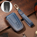 Hallmo Car Cowhide Leather Key Protective Cover Key Case for Toyota Corolla 2018 2-button (Blue)