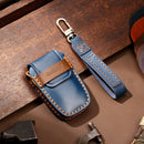 Hallmo Car Cowhide Leather Key Protective Cover Key Case for Toyota Corolla 2018 2-button (Blue)