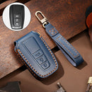 Hallmo Car Cowhide Leather Key Protective Cover Key Case for Toyota Corolla 2018 3-button (Blue)
