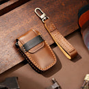 Hallmo Car Cowhide Leather Key Protective Cover Key Case for Toyota Corolla 2018 3-button (Brown)