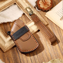 Hallmo Car Cowhide Leather Key Protective Cover Key Case for Volkswagen Golf 8 (Brown)