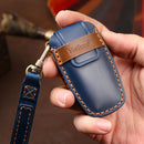 Hallmo Car Cowhide Leather Key Protective Cover Key Case for Haval H6 (Blue)