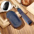 Hallmo Car Cowhide Leather Key Protective Cover Key Case for LEADING IDEAL One (Blue)