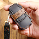 Hallmo Car Cowhide Leather Key Protective Cover Key Case for LEADING IDEAL One (Black)
