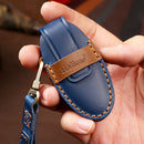 Hallmo Car Cowhide Leather Key Protective Cover Key Case for Nissan Sylphy 2-button (Brown)