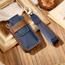 Hallmo Car Cowhide Leather Key Protective Cover Key Case for Mitsubishi Outlander (Blue)