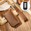 Hallmo Car Cowhide Leather Key Protective Cover Key Case for Mitsubishi Outlander (Brown)
