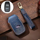 Hallmo Car Cowhide Leather Key Protective Cover Key Case for Subaru Forester (Blue)
