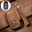 Hallmo Car Cowhide Leather Key Protective Cover Key Case for Subaru Forester (Brown)