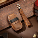 Hallmo Car Cowhide Leather Key Protective Cover Key Case for Subaru Forester (Brown)