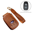 Hallmo Car Cowhide Leather Key Protective Cover Key Case for Subaru Forester (Black)