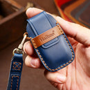 Hallmo Car Cowhide Leather Key Protective Cover Key Case for Subaru Forester (Blue)