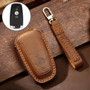 Hallmo Car Cowhide Leather Key Protective Cover Key Case for Ford Focus B Style (Brown)