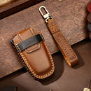 Hallmo Car Cowhide Leather Key Protective Cover Key Case for Ford Focus B Style (Brown)