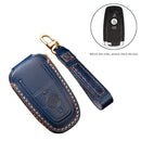 Hallmo Car Cowhide Leather Key Protective Cover Key Case for Ford Focus B Style (Brown)