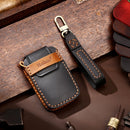 Hallmo Car Cowhide Leather Key Protective Cover Key Case for Land Rover Discovery 5 B Style (Black)