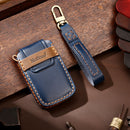 Hallmo Car Cowhide Leather Key Protective Cover Key Case for Land Rover Discovery 5 B Style (Blue)