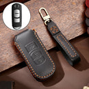 Hallmo Car Cowhide Leather Key Protective Cover Key Case for Mazda Axela 3-button (Black)