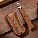 Hallmo Car Cowhide Leather Key Protective Cover Key Case for Mazda Axela 3-button (Brown)